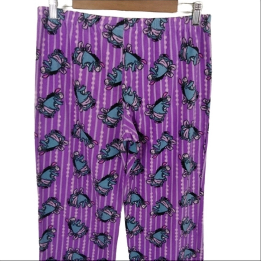 Disney Eeyore Winnie The Pooh Purple Fuzzy Stretchy Women's Pajama Pants Pjs - Picture 3 of 4